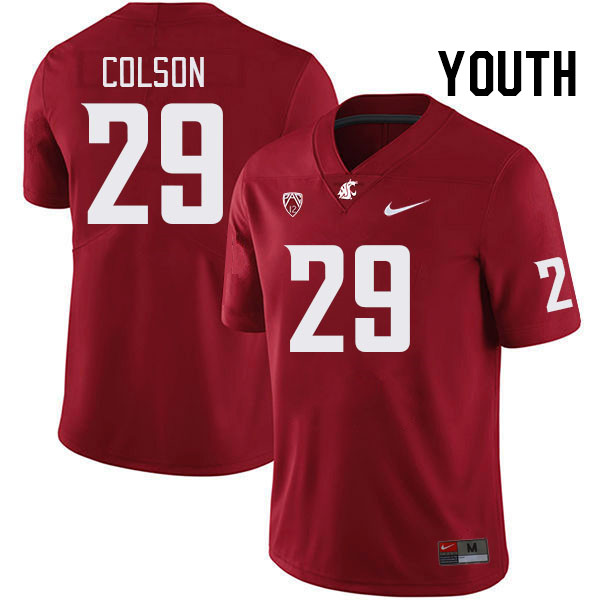 Youth #29 Jamorri Colson Washington State Cougars College Football Jerseys Stitched Sale-Crimson - Click Image to Close